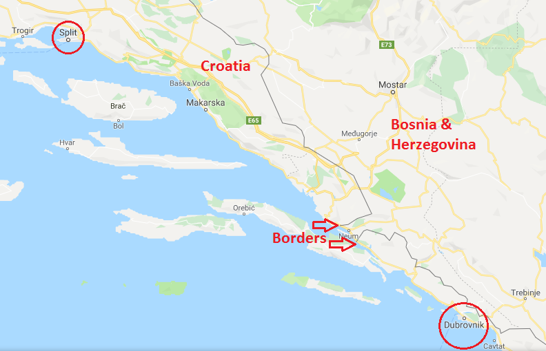 Map Split to Dubrovnik