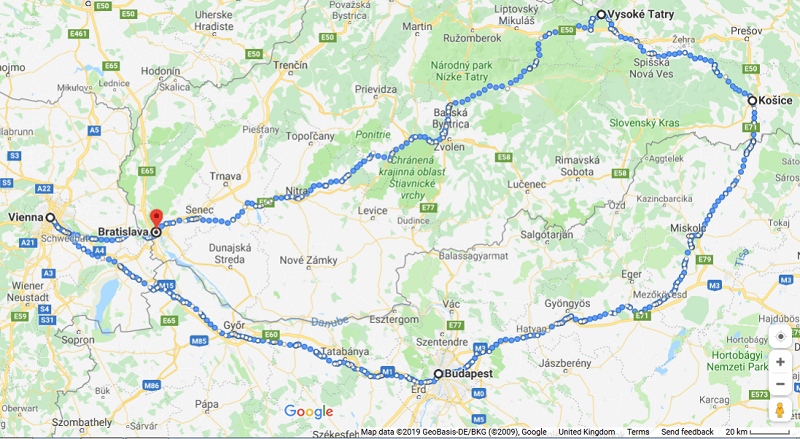 Map of our 2 week Eastern Europe itinerary with kids - map
