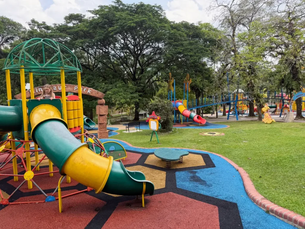 Colourful children’s playground at Perdana Botanical Gardens in Kuala Lumpur, a family-friendly stop during our Malaysia itinerary.