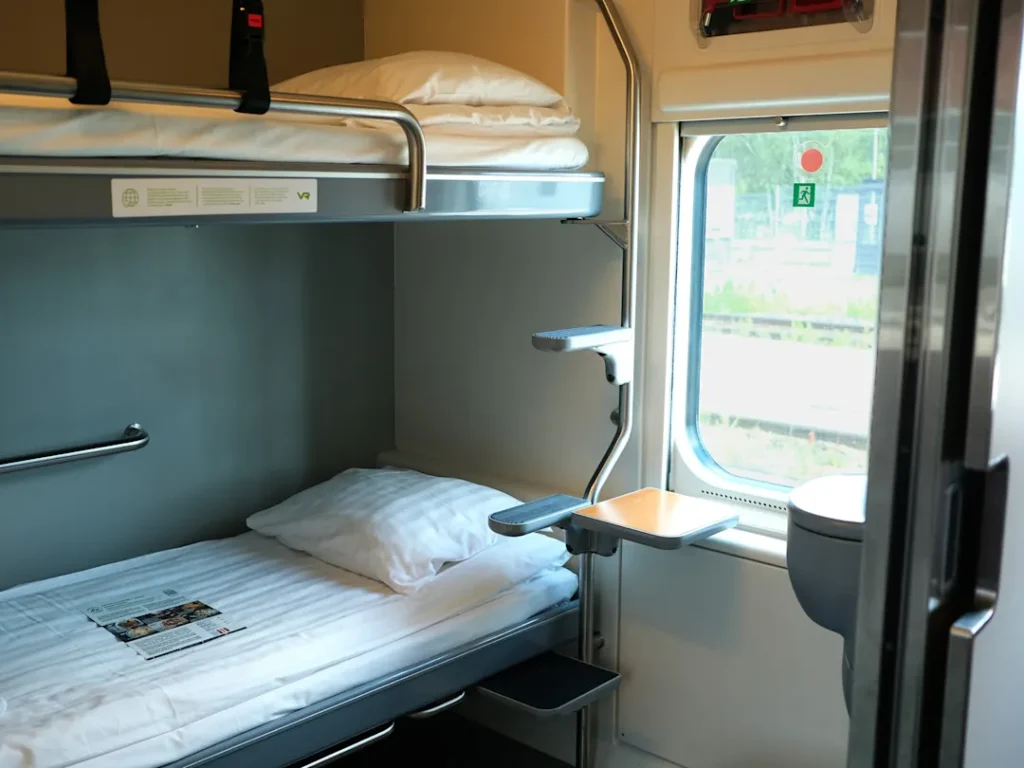 Two bunk cabin showing beds made up