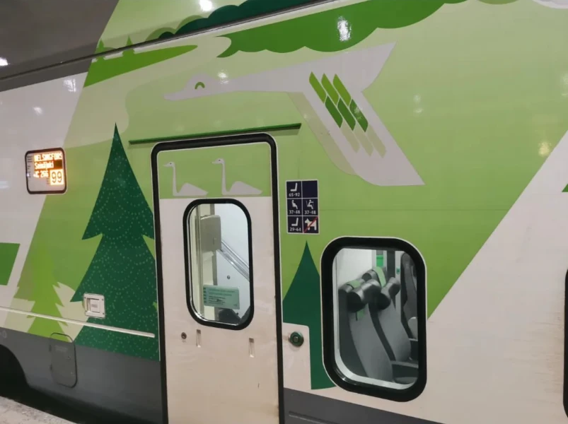 Image of the Santa Express Train at Helsinki station