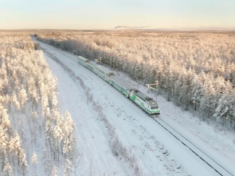 Santa Claus Express train on route from Helsinki to Rovaniemi